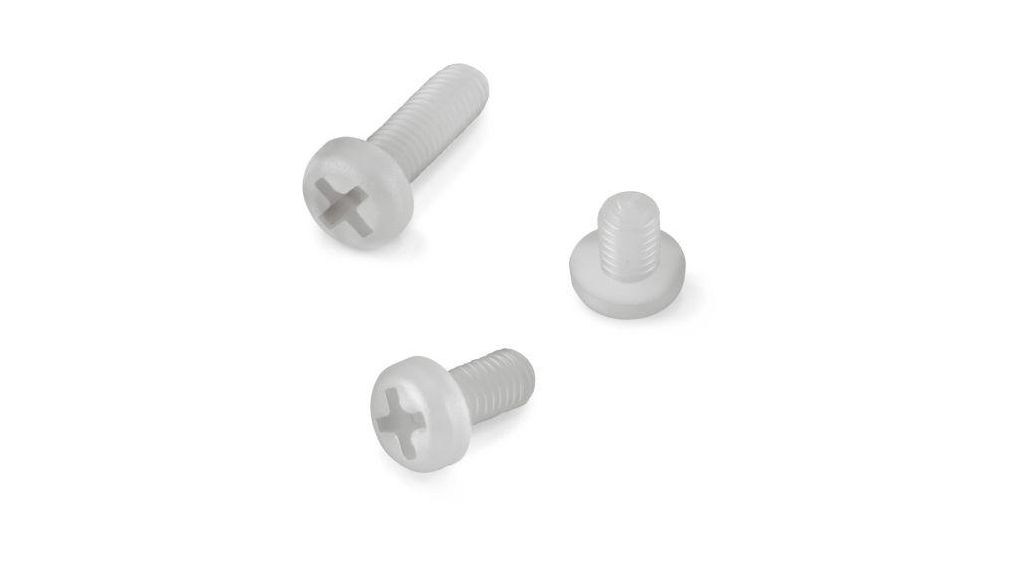 Cross Pan Nylon Machine Screws, M3x10mm